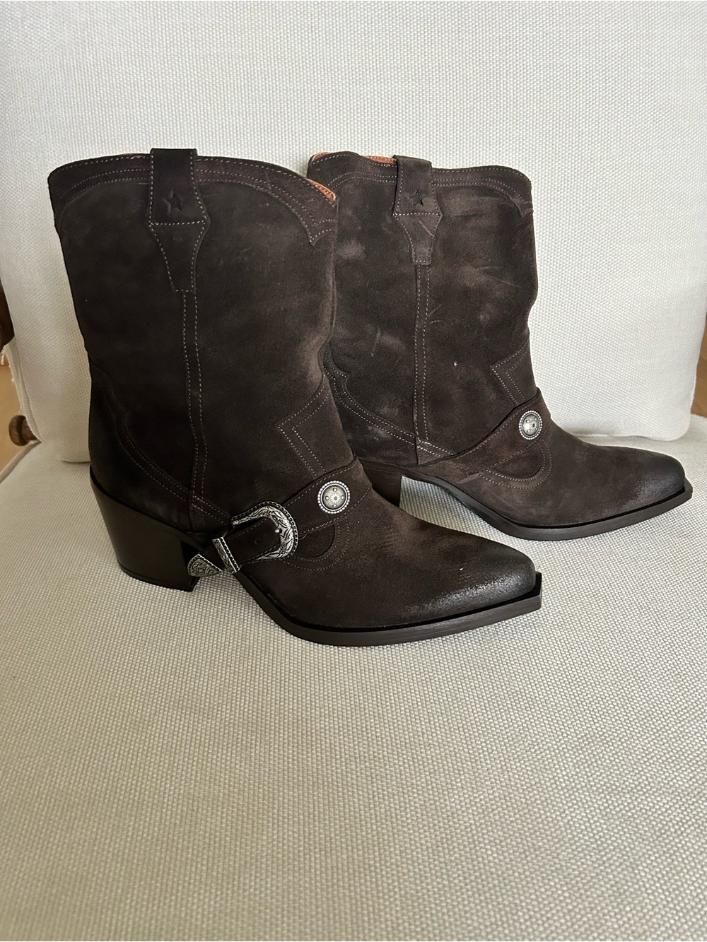 New Free People Lady Lonestar Western Suede Boots - Picture 4 of 9
